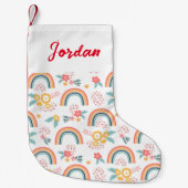 カラフルフローラレインボーパターン スモールクリスマスストッキング (正面)