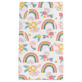 カラフルフローラレインボーパターン スモールペーパーバッグ (正面)