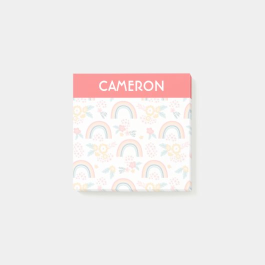 カラフルフローラレインボーパターン ポストイット (正面)
