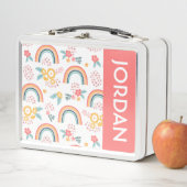 カラフルフローラレインボーパターン メタルランチボックス (インサイチュ)