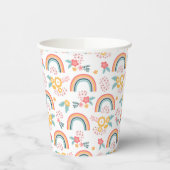 カラフルフローラレインボーパターン 紙コップ (左)