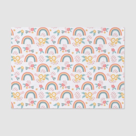 カラフルフローラレインボーパターン 薄葉紙 (正面)