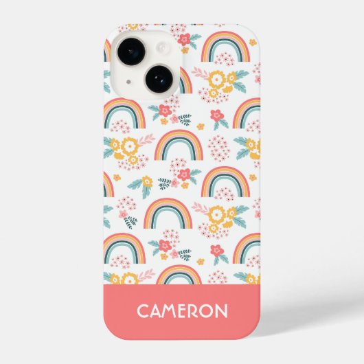 カラフルフローラレインボーパターン iPhoneケース (裏面)