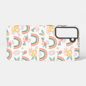 カラフルフローラレインボーパターン SAMSUNG GALAXYケース (裏面横)