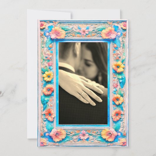 カラフルフローラロマン結婚ティック 招待状 (裏面)