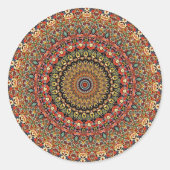 カラフルフローラ万華鏡のように千変万化するパターン ラウンドシール (正面)