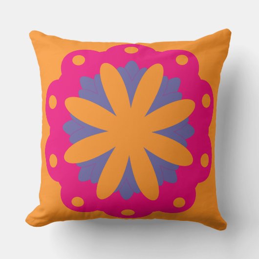 カラフルフローラ円形状 クッション (正面)