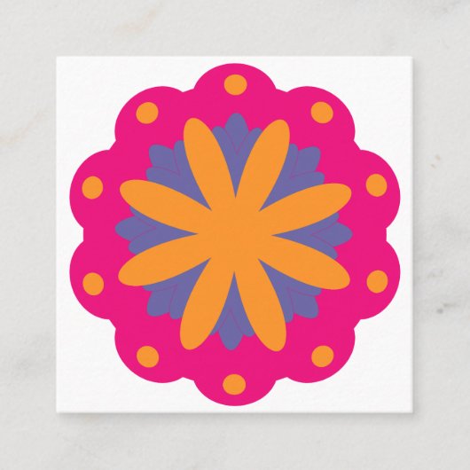 カラフルフローラ円形状 スクエア名刺 (正面)