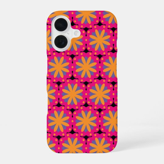 カラフルフローラ円形状 iPhone 16ケース (裏面)