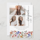 カラフルフローラ写真の卒業発表 案内状 (正面)