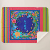 カラフルフローラ名カスタムおもしろい検査 シェルパブランケット (正面(横))