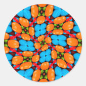 カラフルフローラ変動パターン ラウンドシール (正面)