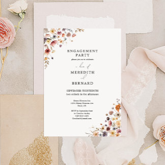 カラフルフローラ婚約パーティ招待状 招待状