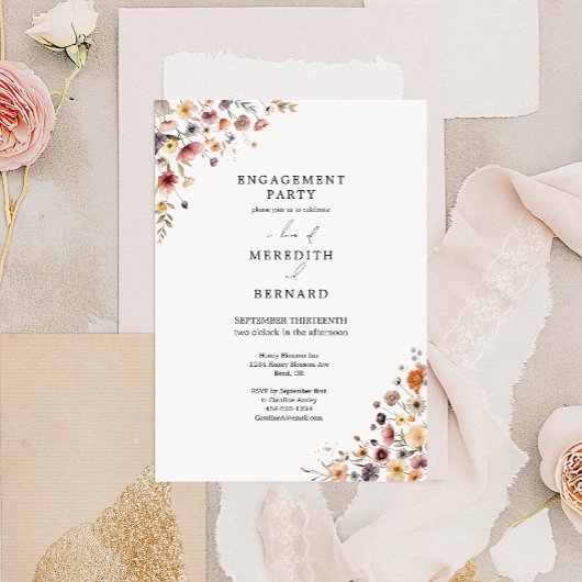 カラフルフローラ婚約パーティ招待状 招待状