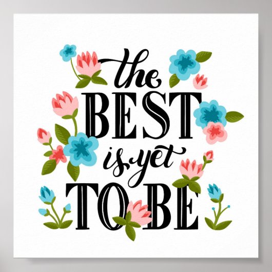 カラフルフローラ感動的引用文ポスター ポスター (正面)