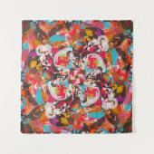 カラフルフローラ抽象デザイン タペストリー (正面(横))