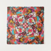 カラフルフローラ抽象デザイン タペストリー (正面)