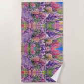 カラフルフローラ抽象デザイン ビーチタオル (正面)