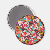 カラフルフローラ抽象デザイン マグネット (正面/裏面)