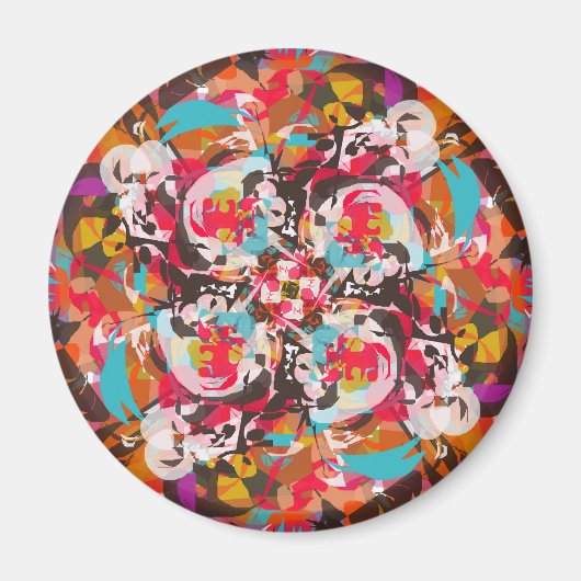 カラフルフローラ抽象デザイン マグネット (正面)