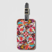 カラフルフローラ抽象デザイン ラゲッジタグ (正面縦)