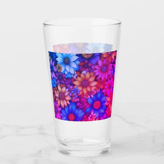 カラフルフローラ抽象芸術#76 タンブラーグラス (正面)