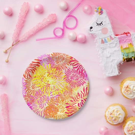 カラフルフローラ春 ペーパープレート (パーティー)