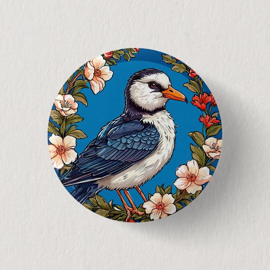 カラフルフローラ枠 缶バッジ (正面)
