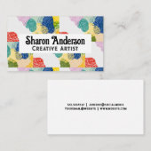 カラフルフローラ植物スケッチ | 芸術的 名刺 (正面/裏面)