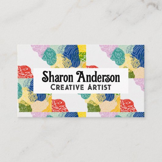 カラフルフローラ植物スケッチ | 芸術的 名刺 (正面)