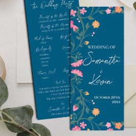 カラフルフローラ水彩フレーム結婚式 プログラム