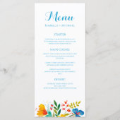 カラフルフローラ水彩ワイルドフラワーのメ結婚ニュー メニュー (正面)