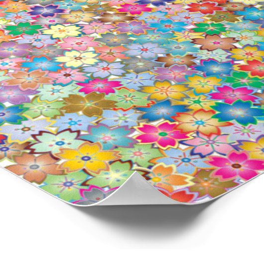 カラフルフローラ水玉模様水彩模様ポスト ポスター (角)