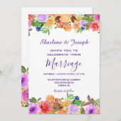カラフルフローラ水結婚色 招待状 (正面/裏面)
