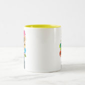 カラフルフローラ水色の花 ツートーンマグカップ (中央)