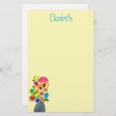 カラフルフローラ水色の花 便箋 (正面/裏面)