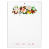 カラフルフローラ水色テンプレートエレガントモダン クリップボード (裏面)