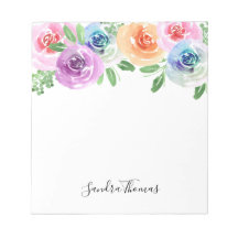 カラフルフローラ水色メモパーソナライズされた帳