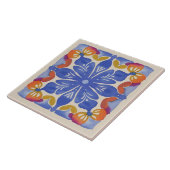 カラフルフローラ水色 タイル (側面)