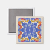 カラフルフローラ水色 マグネット (正面/裏面)