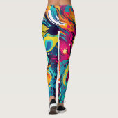 カラフルフローラ爆発：抽象芸術フローラ旋回 レギンス (裏面)