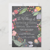 カラフルフローラ牧草地リースシャルボ結婚ード 招待状 (正面)