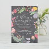 カラフルフローラ牧草地リースシャルボ結婚ード 招待状 (スタンド正面)