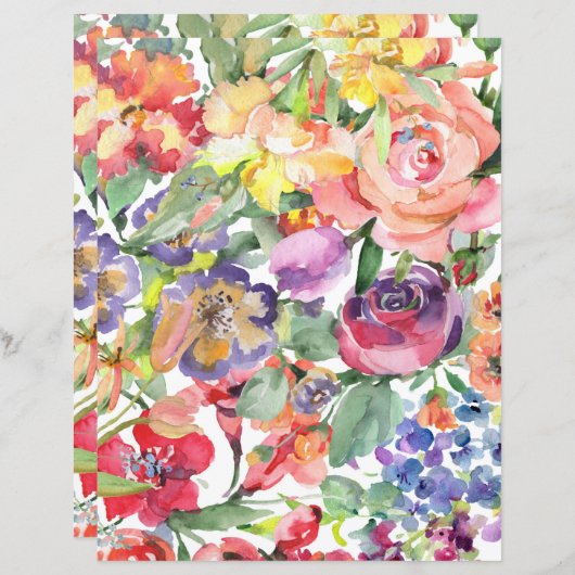 カラフルフローラ紙シート数々の- – カラー花模様2 (正面/裏面)