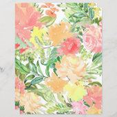 カラフルフローラ紙シート – ピーチとグリーントーン (正面/裏面)