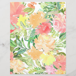 カラフルフローラ紙シート – ピーチとグリーントーン