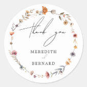 カラフルフローラ結婚に感謝 ラウンドシール (正面)