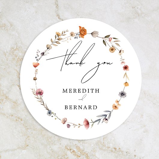 カラフルフローラ結婚に感謝 ラウンドシール