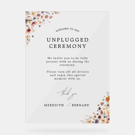 カラフルフローラ結婚のプラグ抜き式 アクリルサイン (正面)