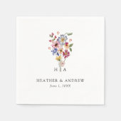 カラフルフローラ結婚の紙ナプキン スタンダードカクテルナプキン (正面)